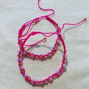 Pink and Gold Beaded Bracelets